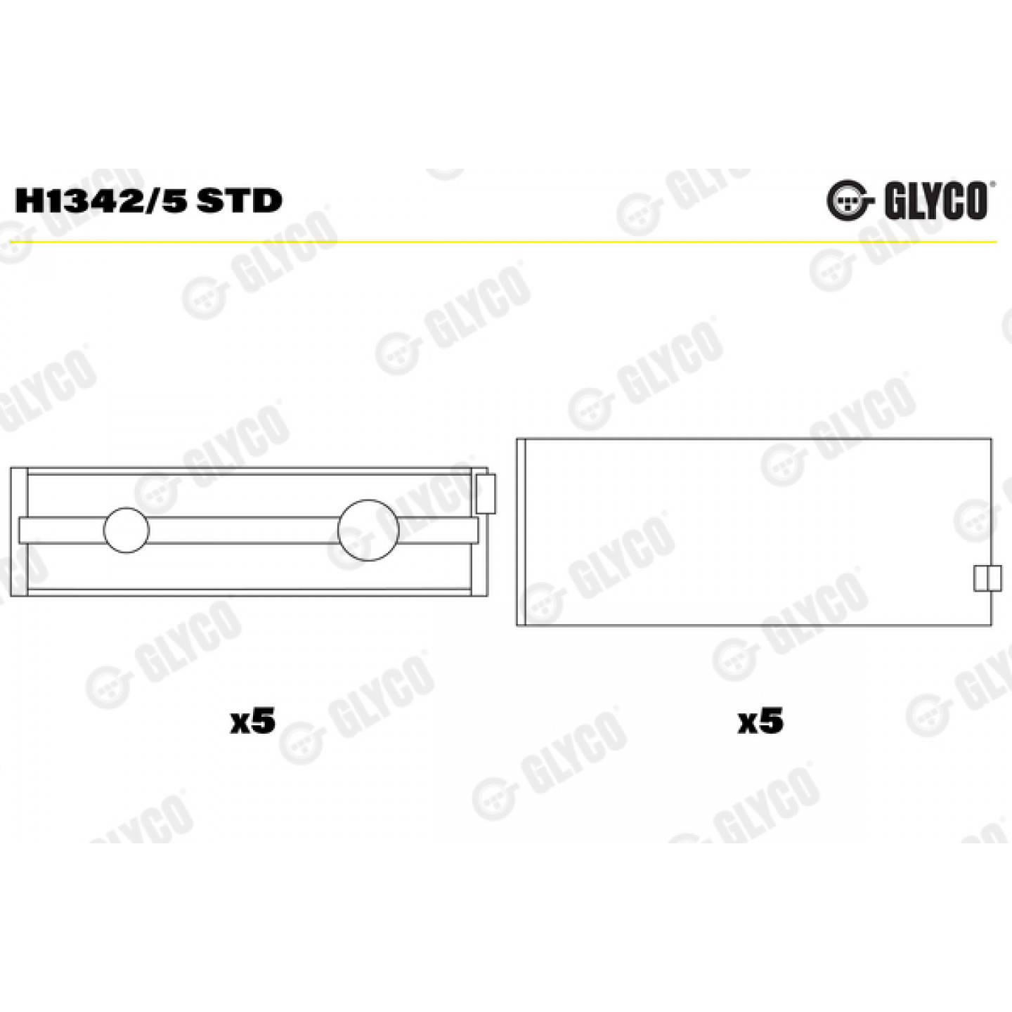 Ložiska klikového hřídele GLYCO H1342/5 STD