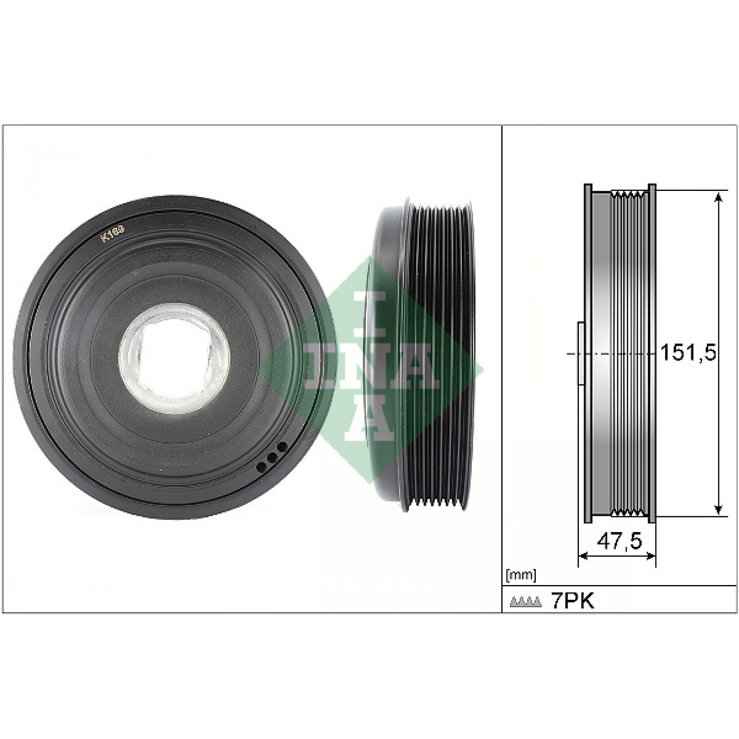 INA Puleggia Cinghia Albero A Gomiti 544 0007 10 - Compatibile Con Renault Clio, Kangoo, Megane, Scenic (1.9 D) - Sostituzione OE 7700112999