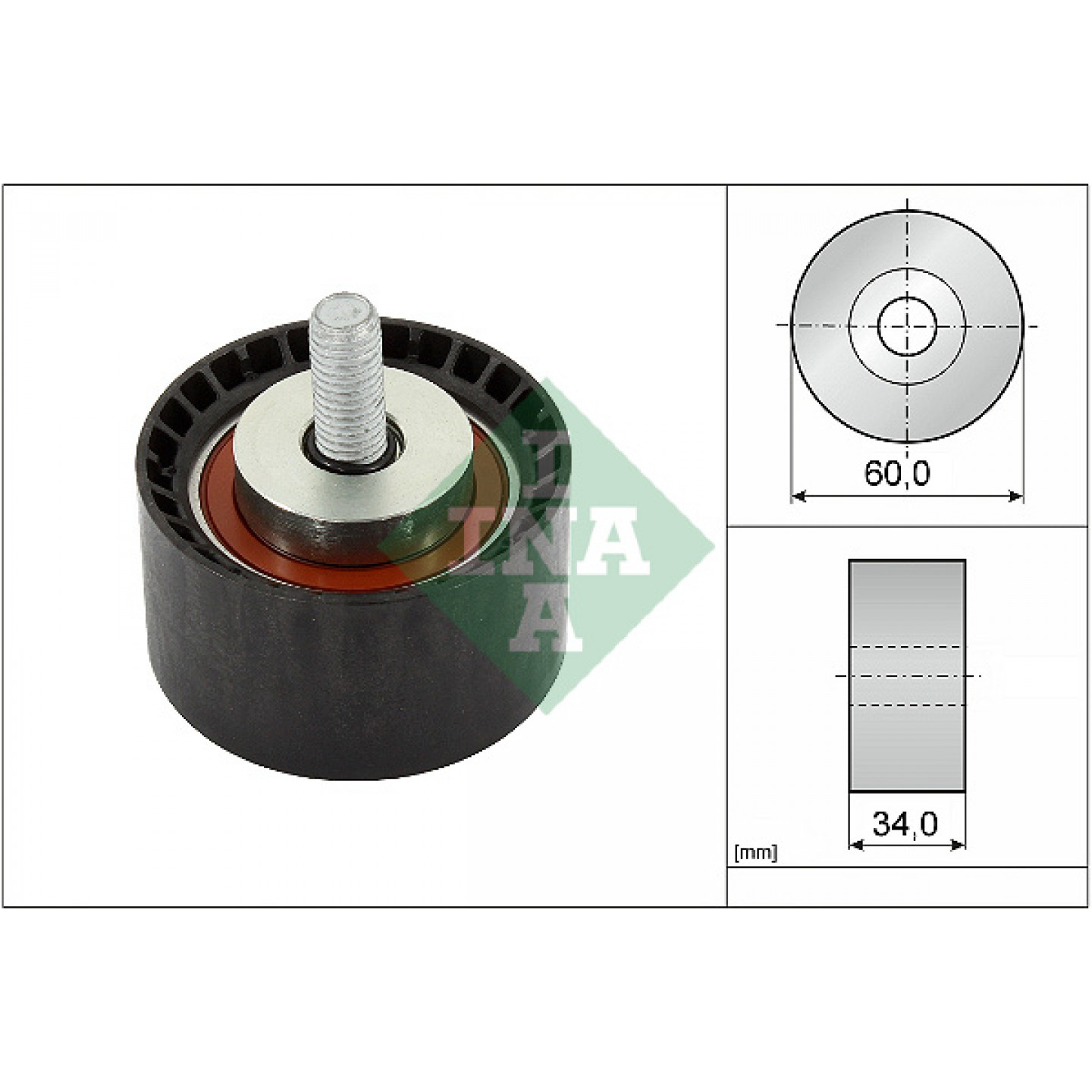 INA Timing Belt Deflection/Guide Pulley - 532 0624 10, 61mm OD, 30mm Width