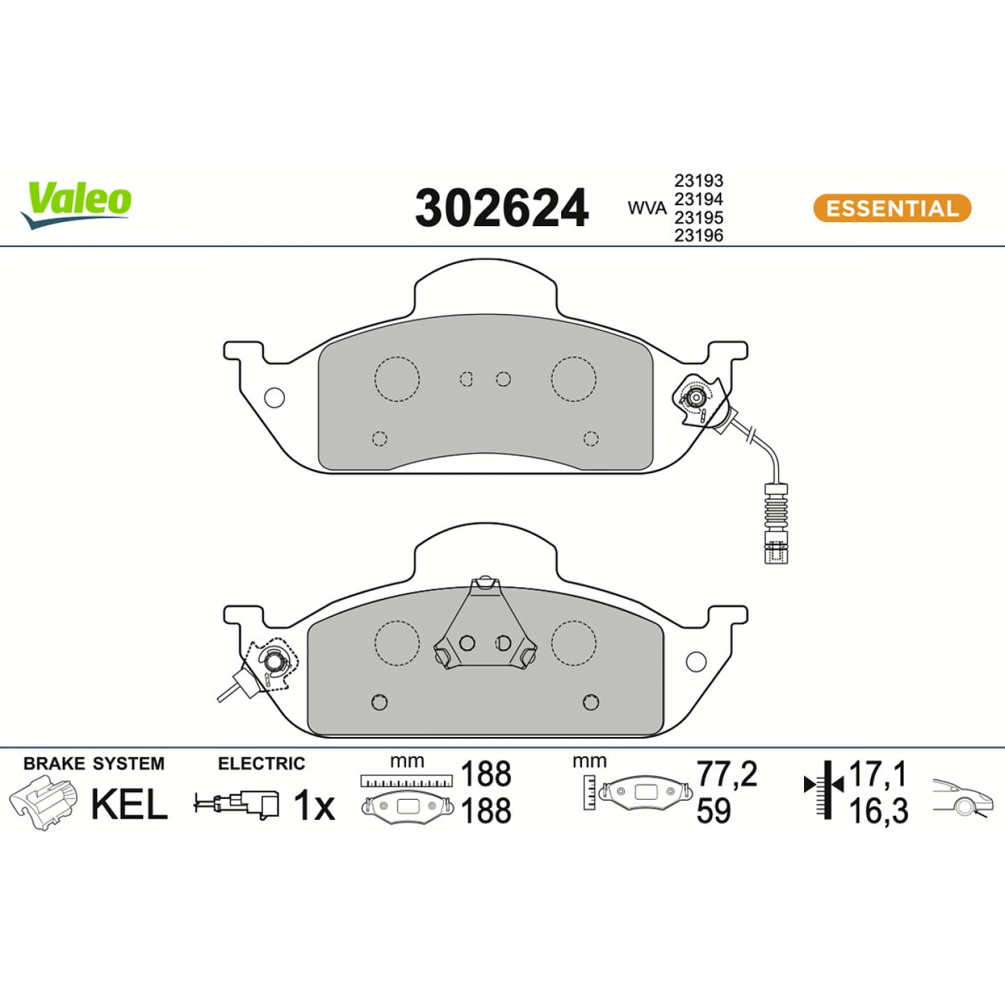 Bremseklodser VALEO 302624