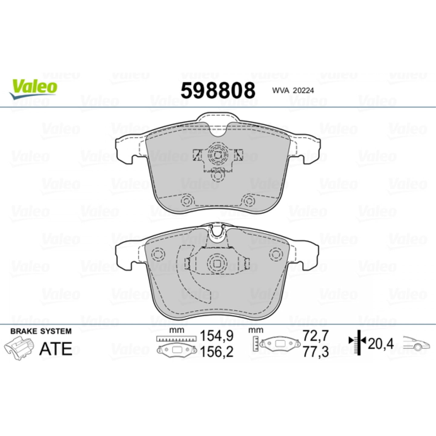 Kit pastiglie freno, Freno a disco VALEO 598808