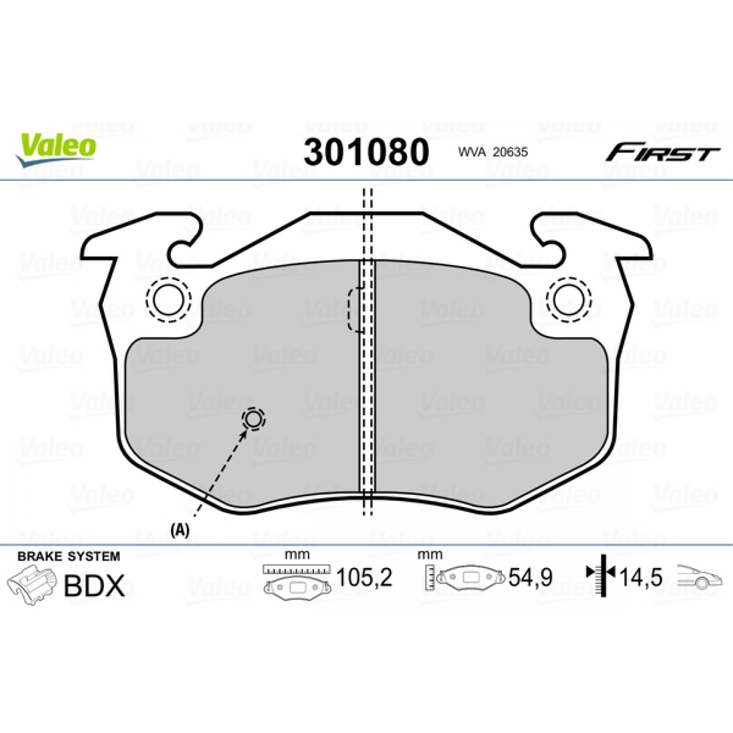 Kit de plaquettes de frein, frein à disque VALEO 301080