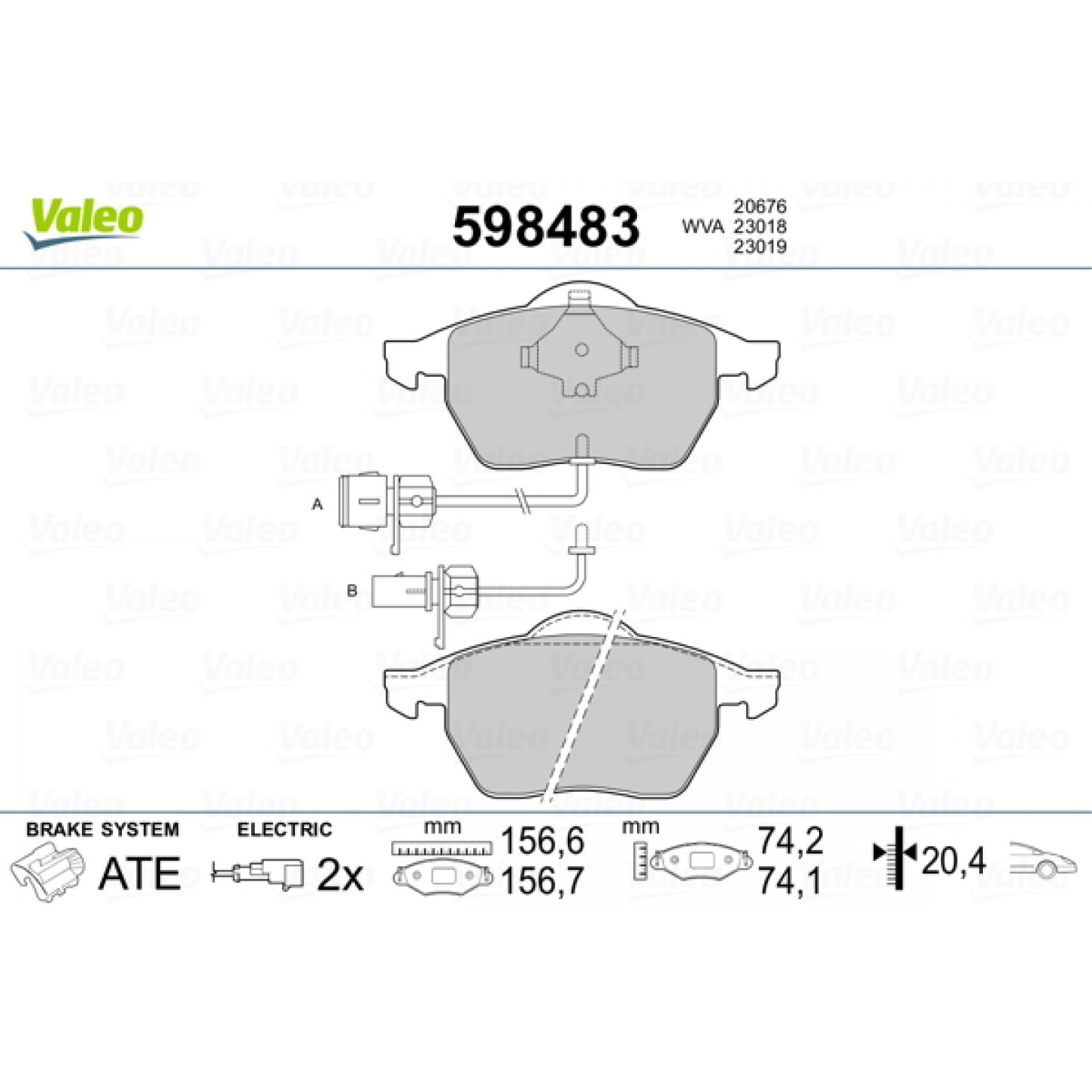 Kit de plaquettes de frein, frein à disque VALEO 598483