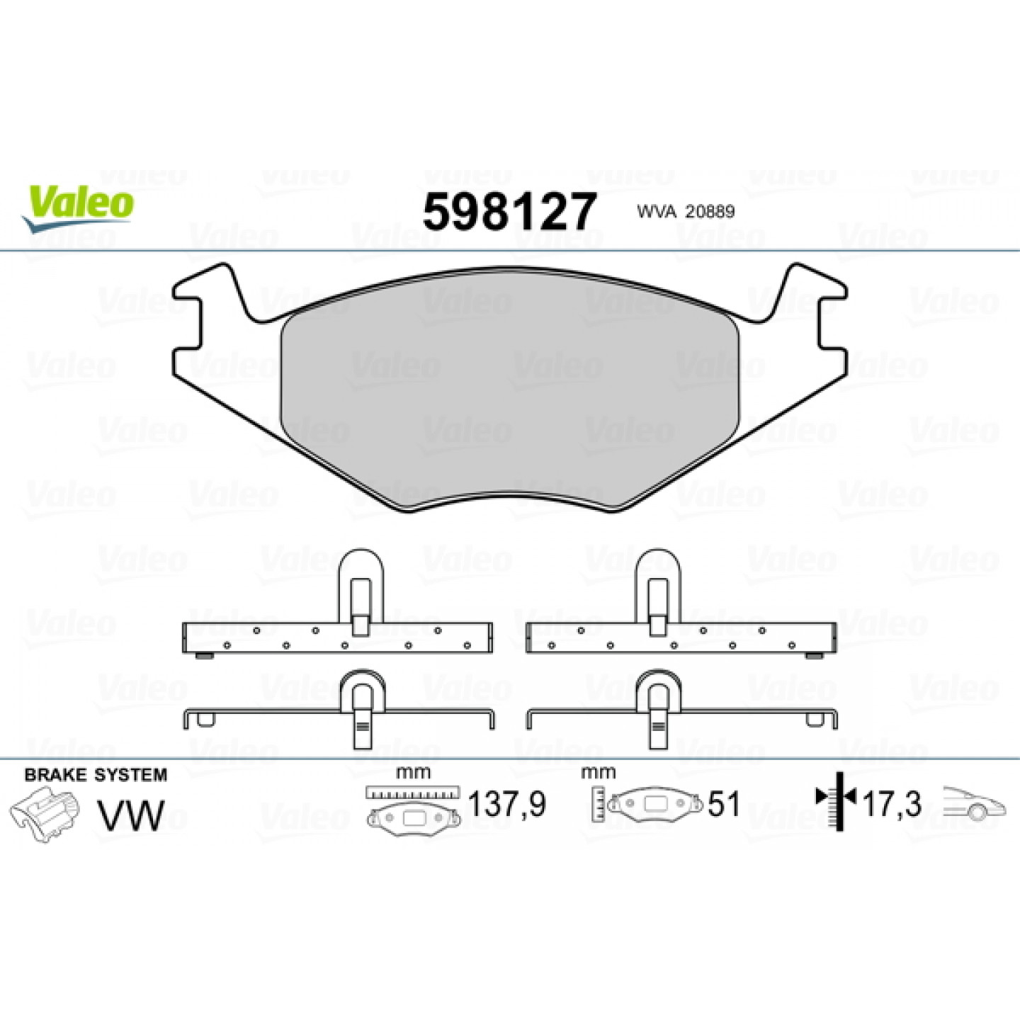 Bremseklodser VALEO 598127