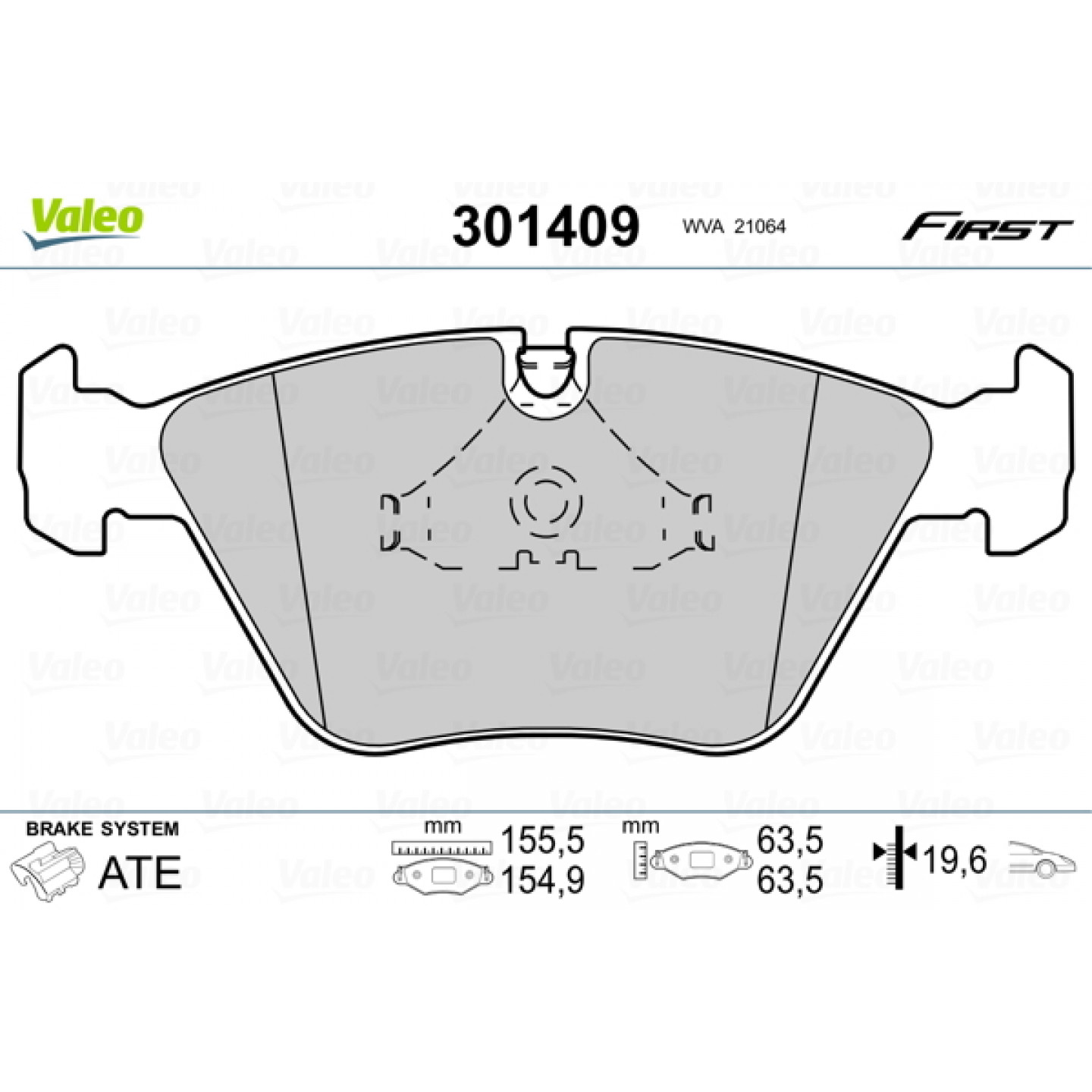Kit de plaquettes de frein, frein à disque VALEO 301409