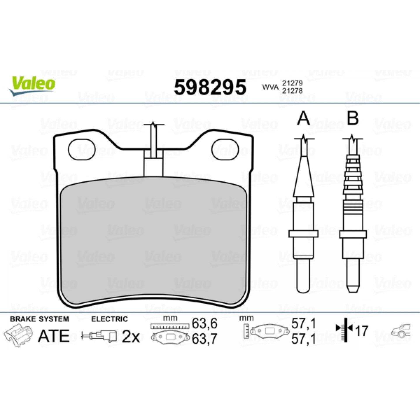 Kit pastiglie freno, Freno a disco VALEO 598295