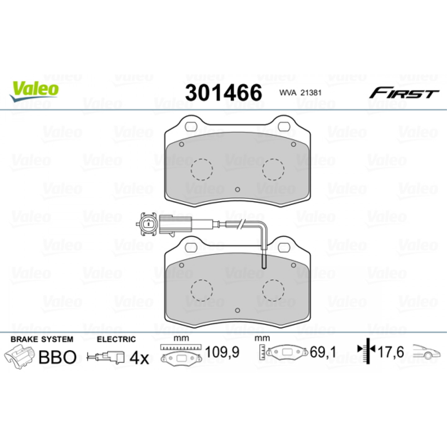 Bremseklodser VALEO 301466