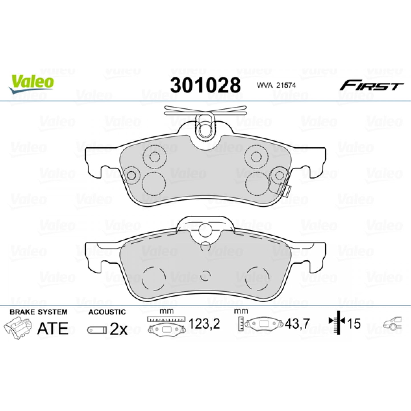 Kit pastiglie freno, Freno a disco VALEO 301028