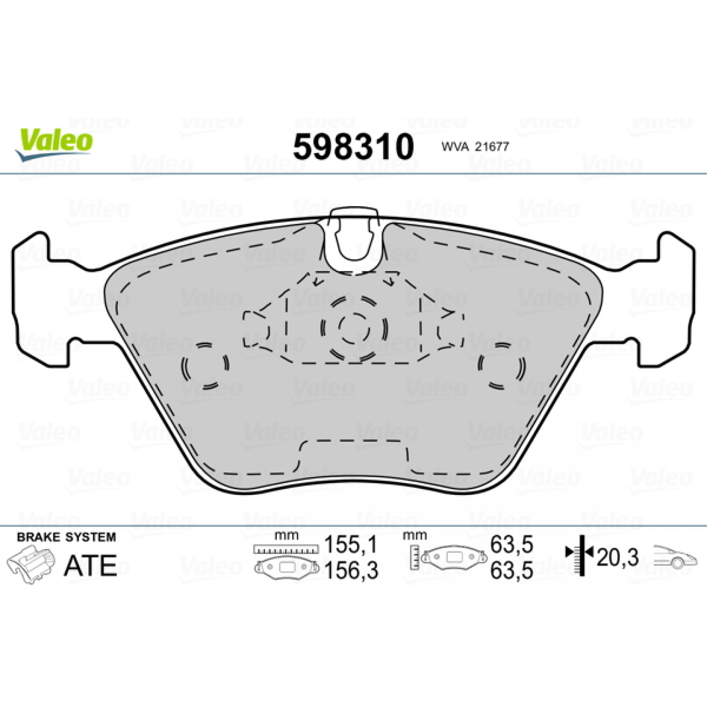 Kit de plaquettes de frein, frein à disque VALEO 598310