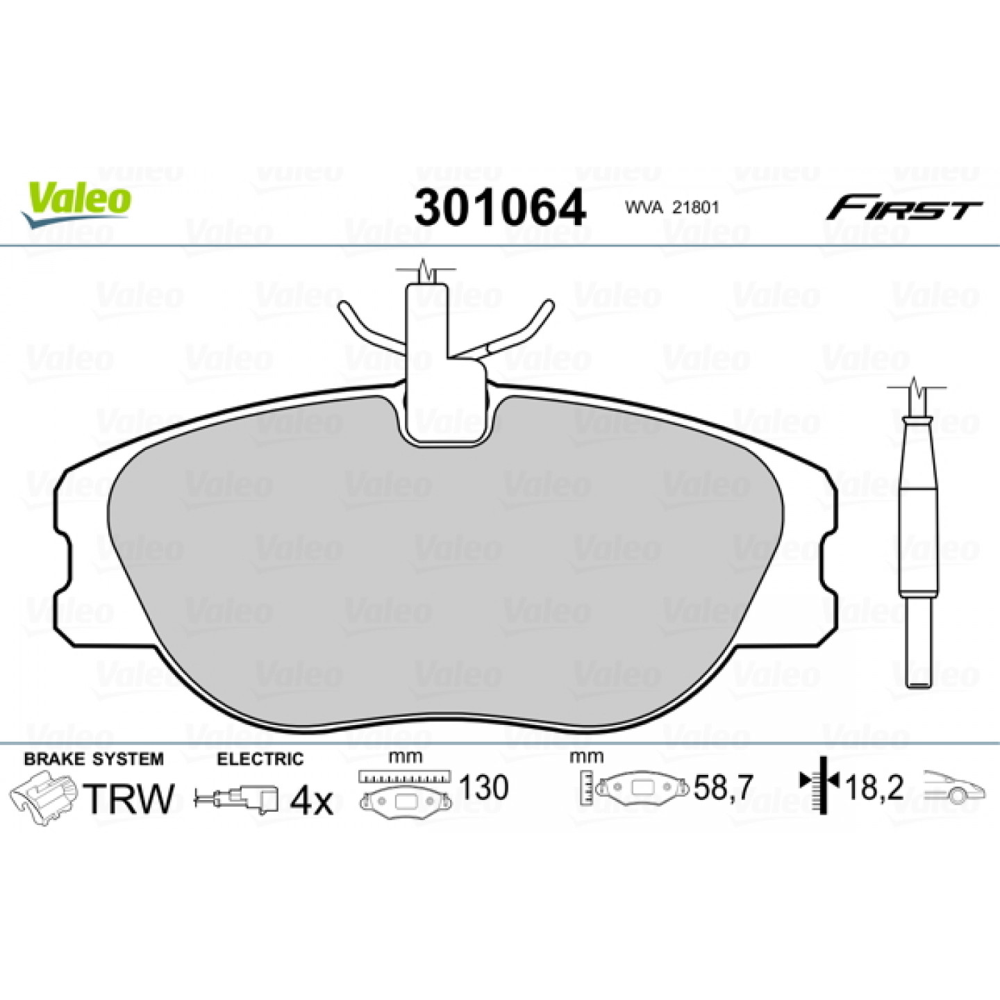 Sada brzdových destiček, kotoučová brzda VALEO 301064