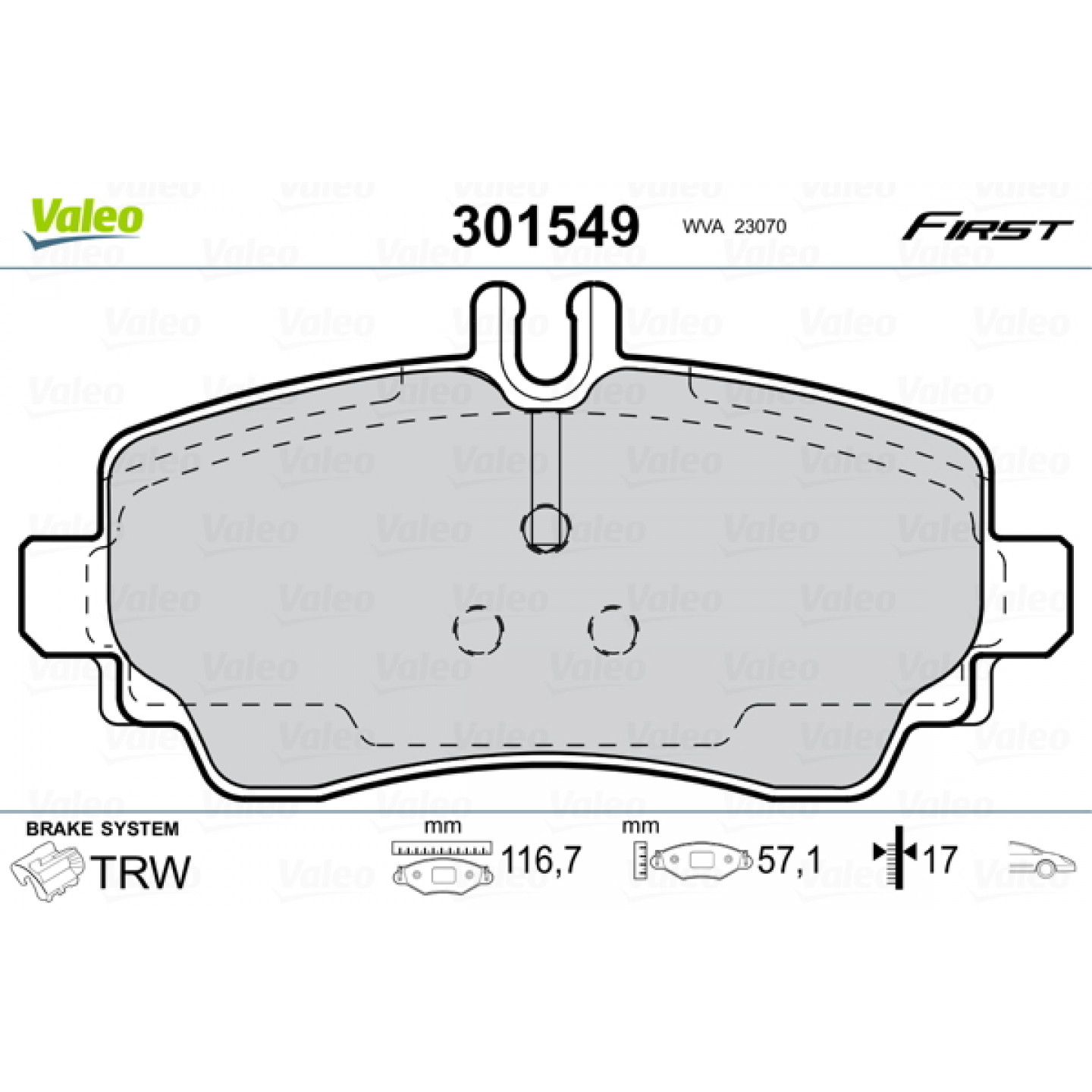 Kit de plaquettes de frein, frein à disque VALEO 301549
