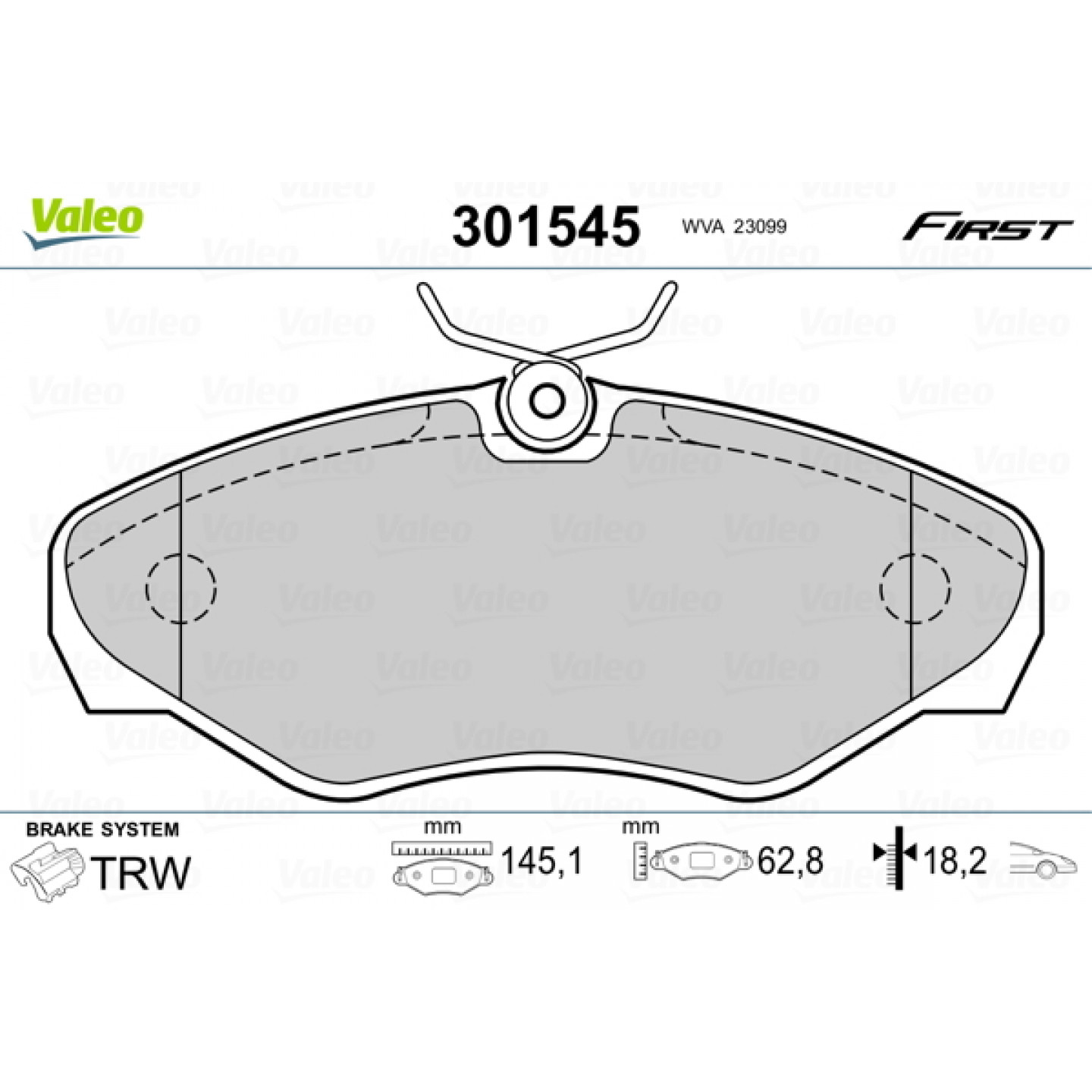 Kit de plaquettes de frein, frein à disque VALEO 301545