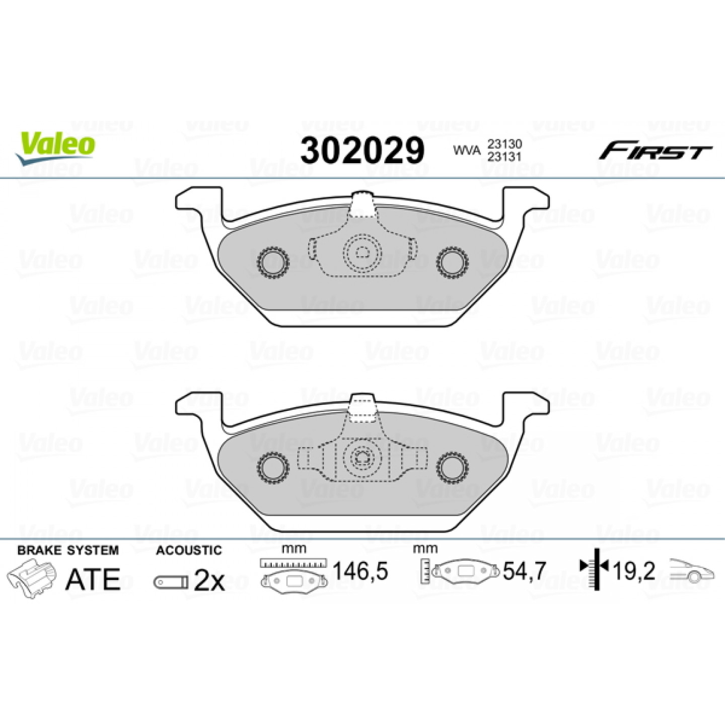 Sada brzdových destiček, kotoučová brzda VALEO 302029
