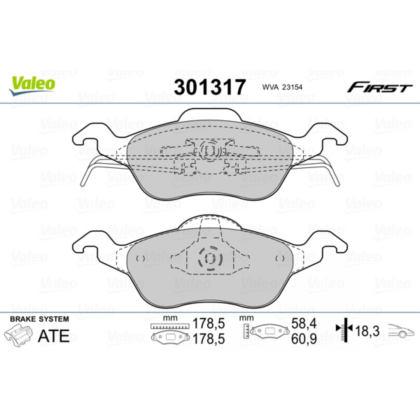 Kit pastiglie freno, Freno a disco VALEO 301317