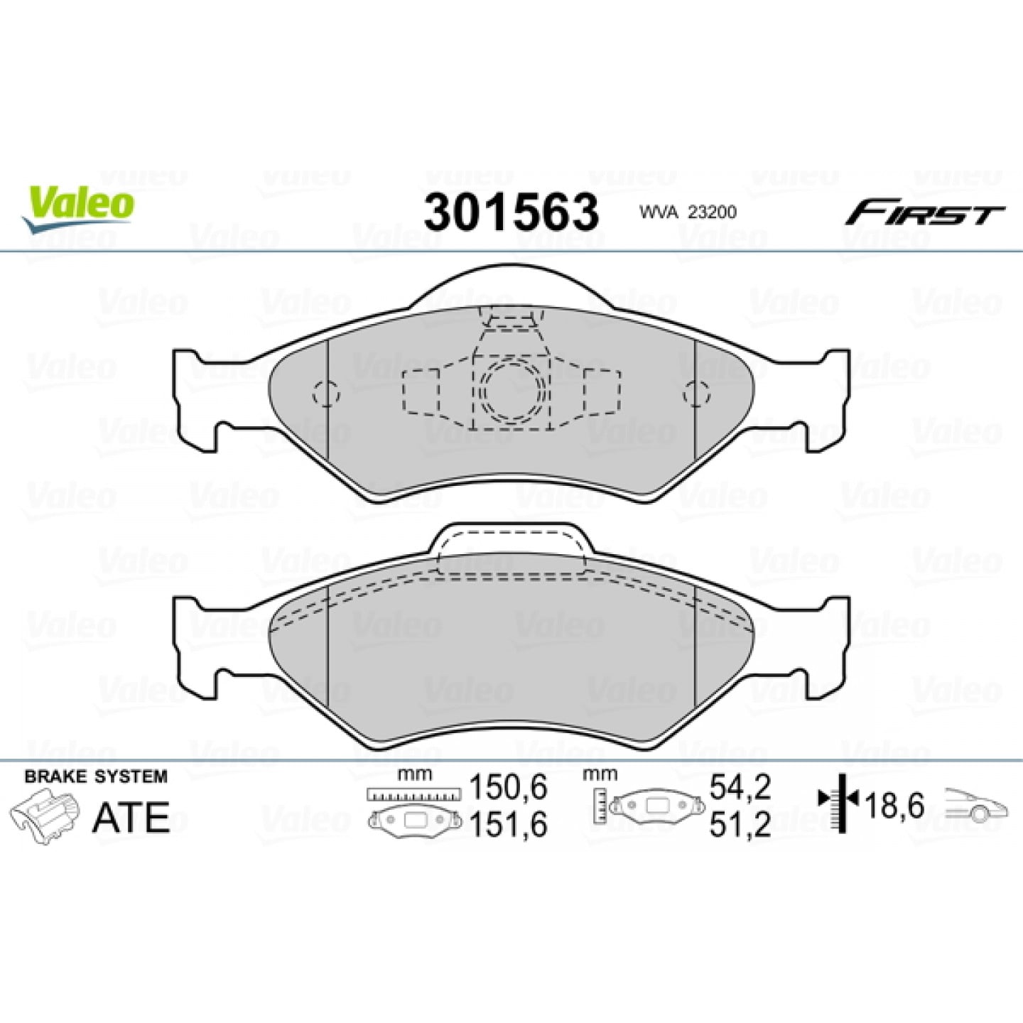 Kit pastiglie freno, Freno a disco VALEO 301563