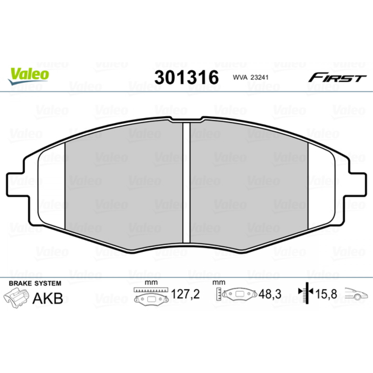 Bremsbelagsatz, Scheibenbremse VALEO 301316