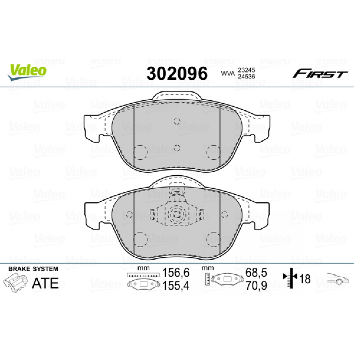 Kit pastiglie freno, Freno a disco VALEO 302096
