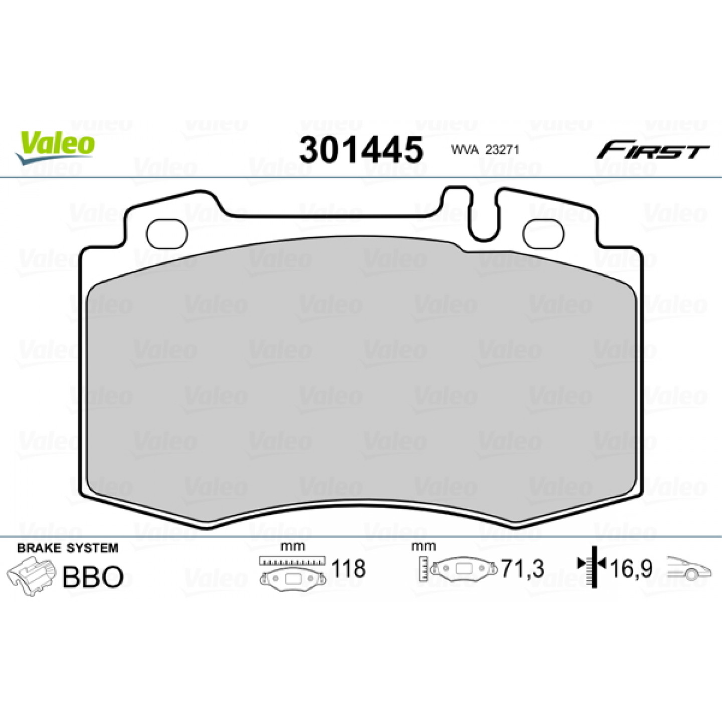 Kit de plaquettes de frein, frein à disque VALEO 301445