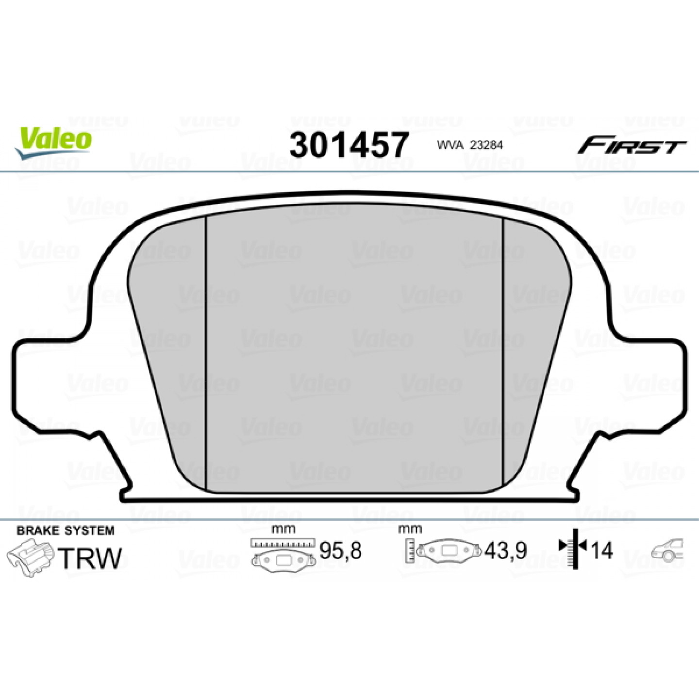 Kit pastiglie freno, Freno a disco VALEO 301457