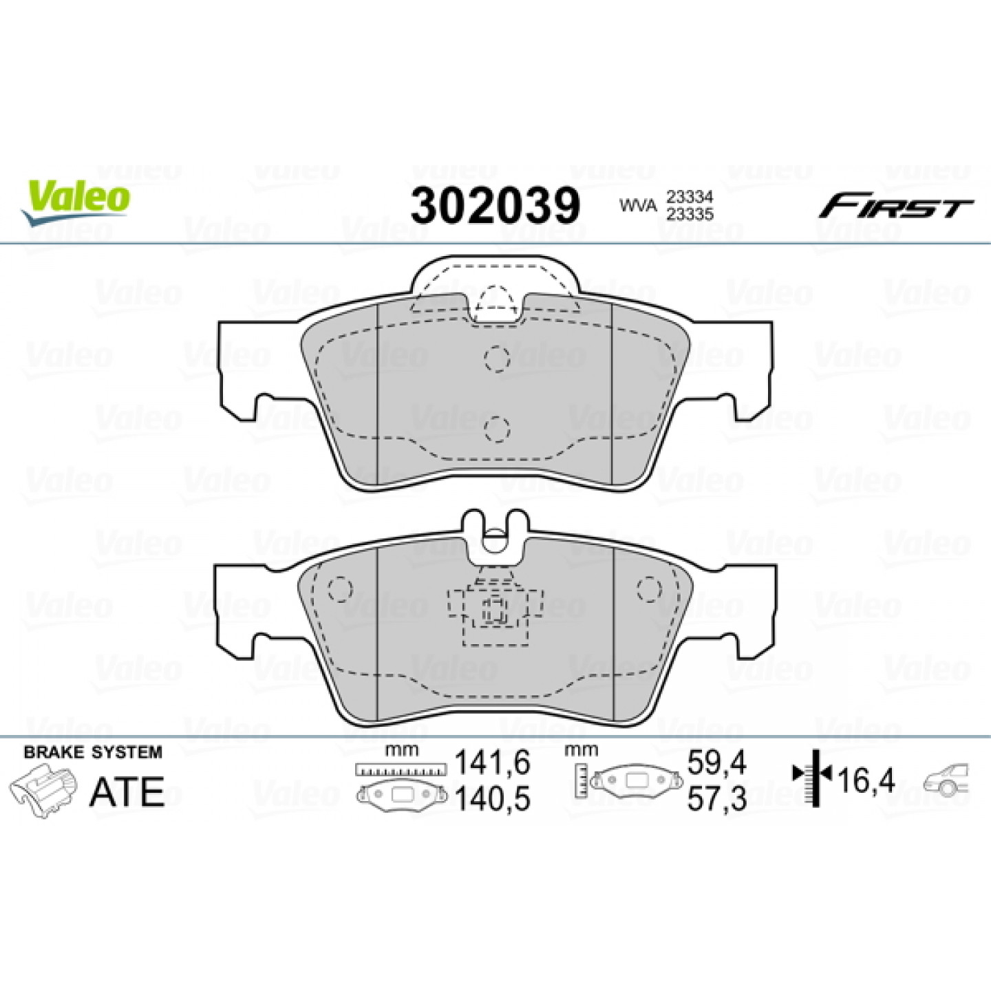 Kit de plaquettes de frein, frein à disque VALEO 302039