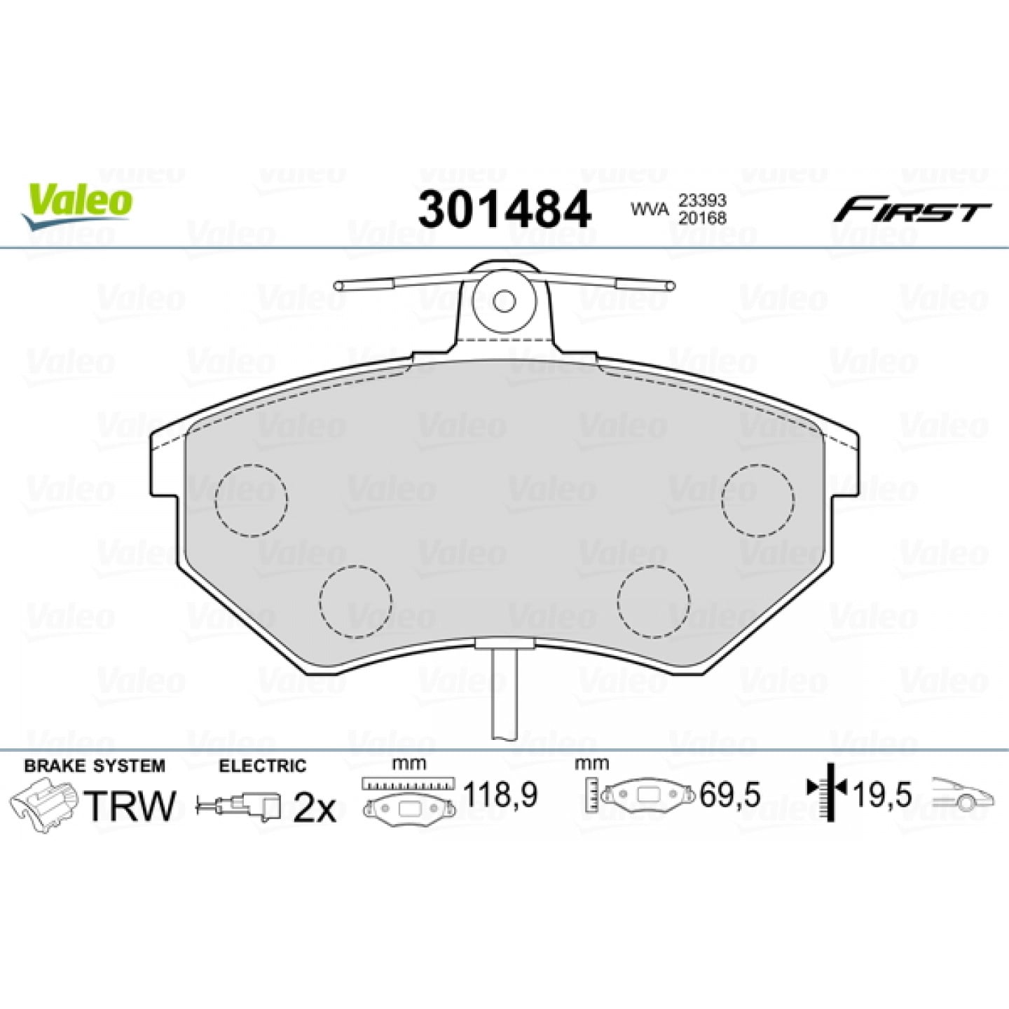 Kit pastiglie freno, Freno a disco VALEO 301484