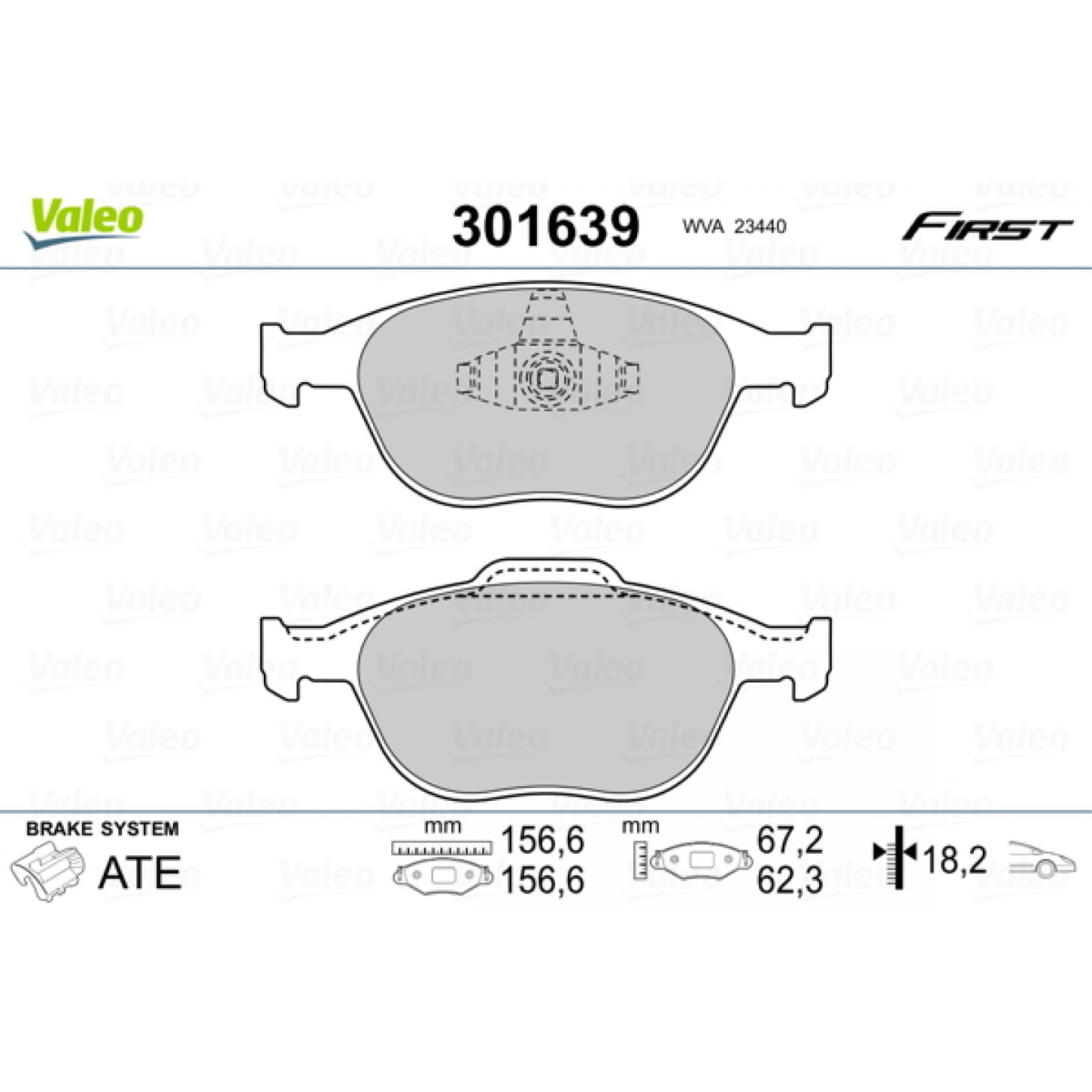 Kit de plaquettes de frein, frein à disque VALEO 301639