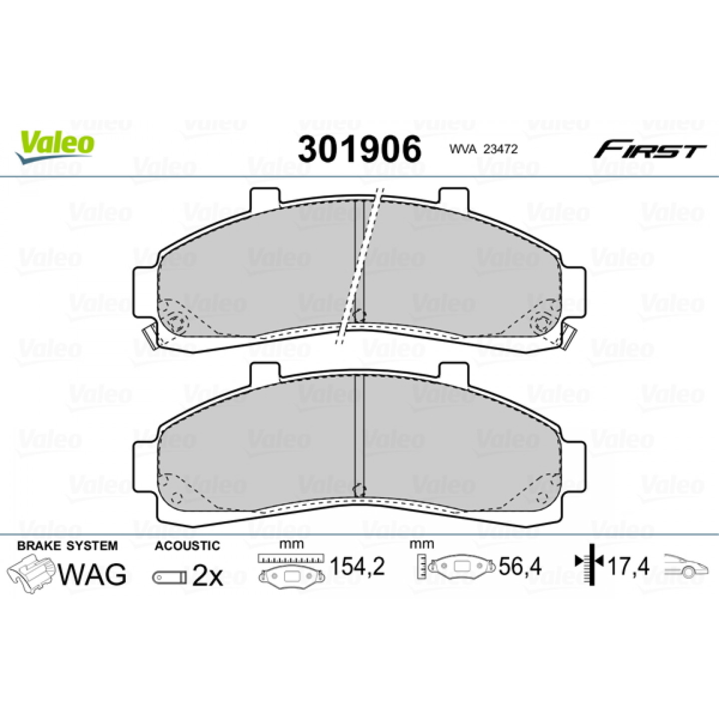 Kit pastiglie freno, Freno a disco VALEO 301906