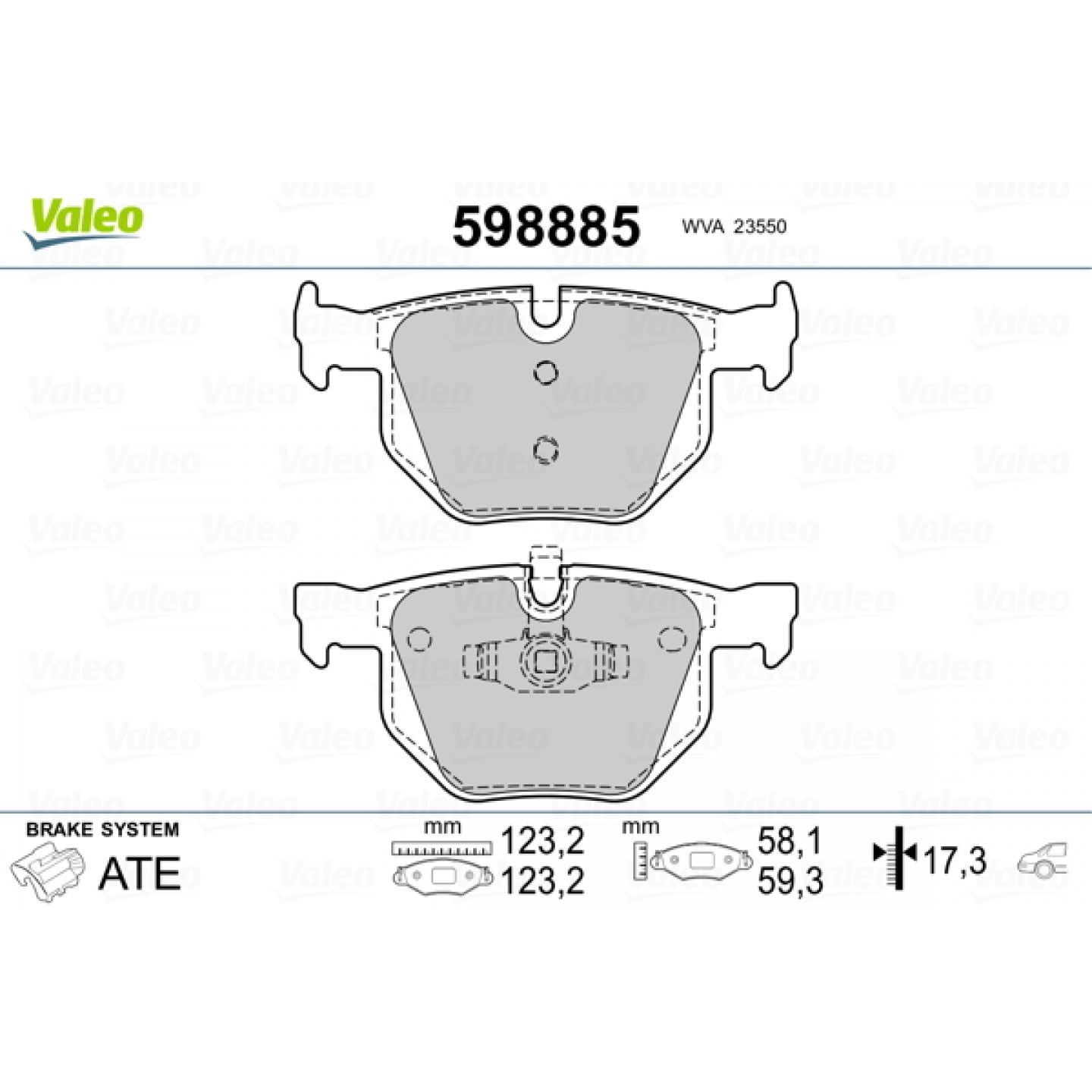 Kit de plaquettes de frein, frein à disque VALEO 598885