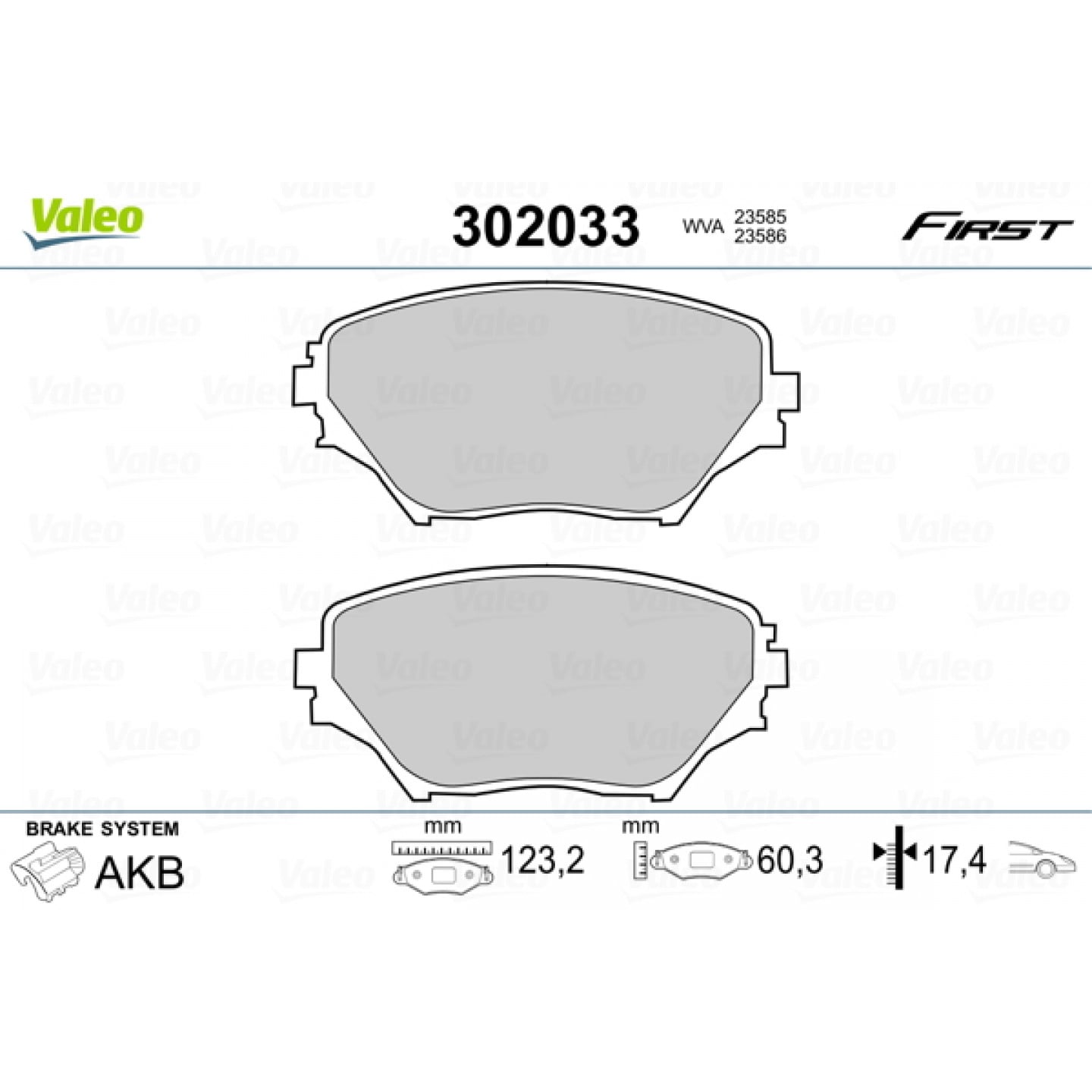Kit pastiglie freno, Freno a disco VALEO 302033