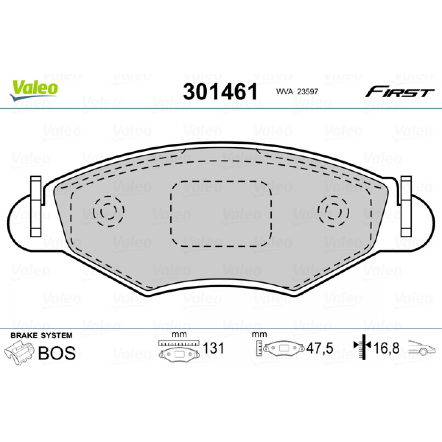Sada brzdových destiček, kotoučová brzda VALEO 301461