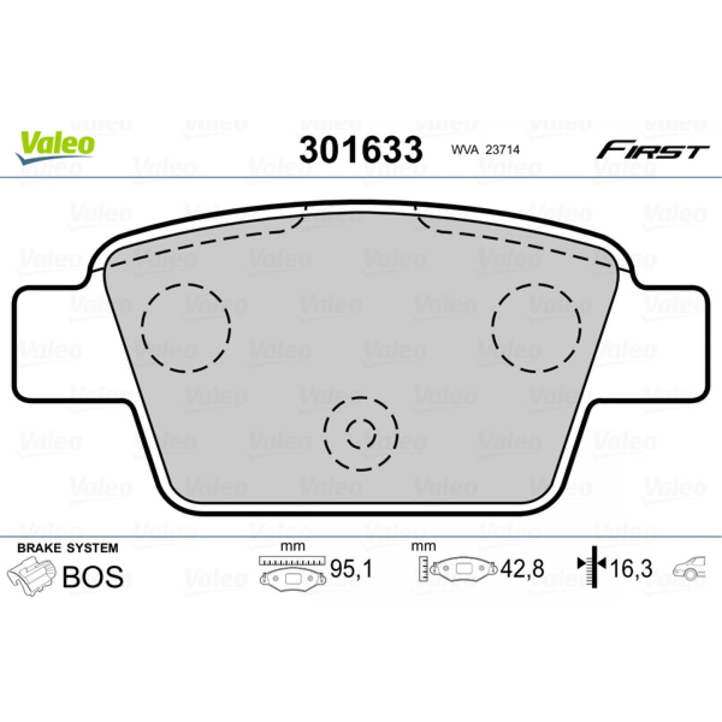 VALEO Kit pastiglie freno, Freno a disco 301403