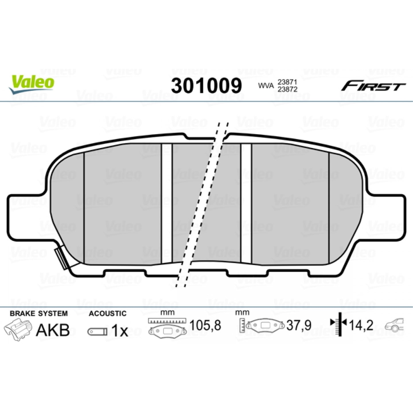 Kit de plaquettes de frein, frein à disque VALEO 301009
