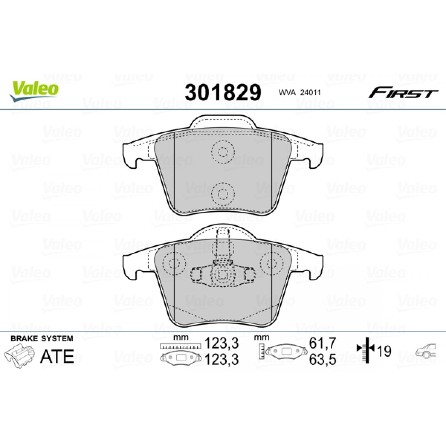 Kit pastiglie freno, Freno a disco VALEO 301829
