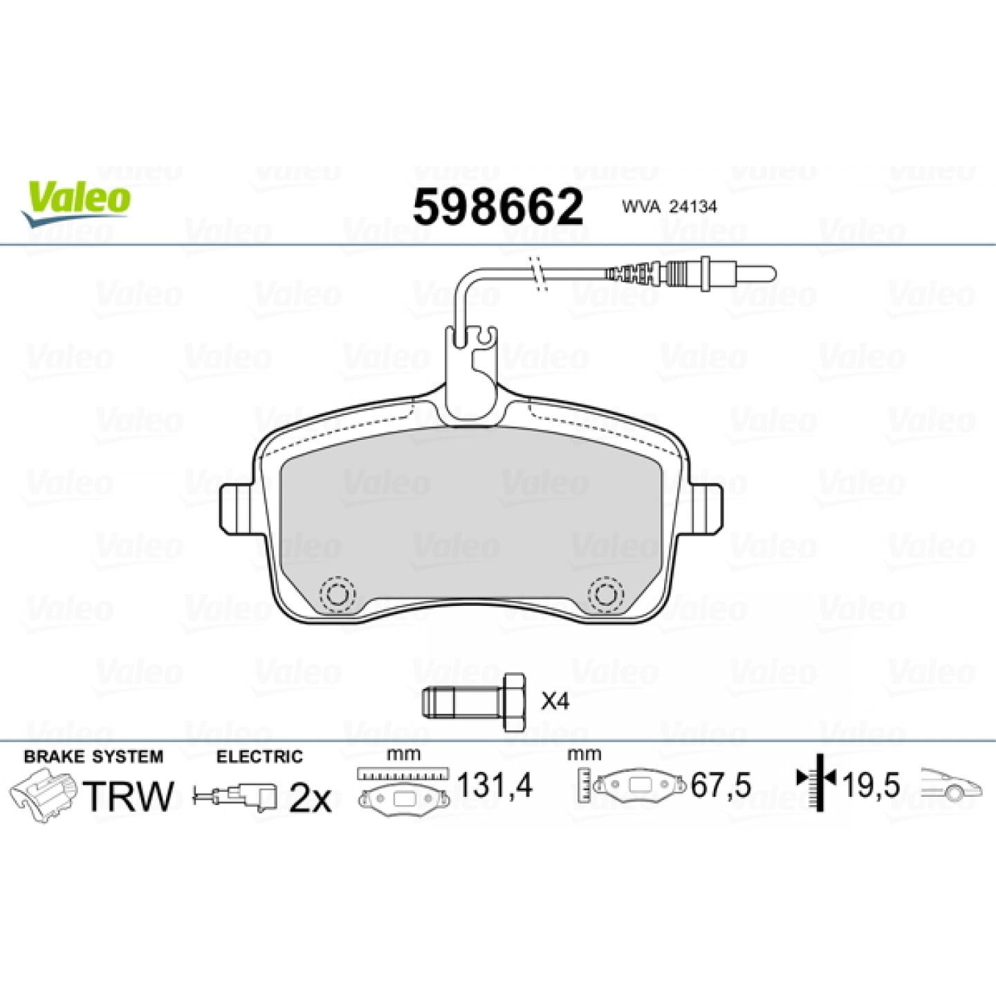 Bremseklodser VALEO 598662