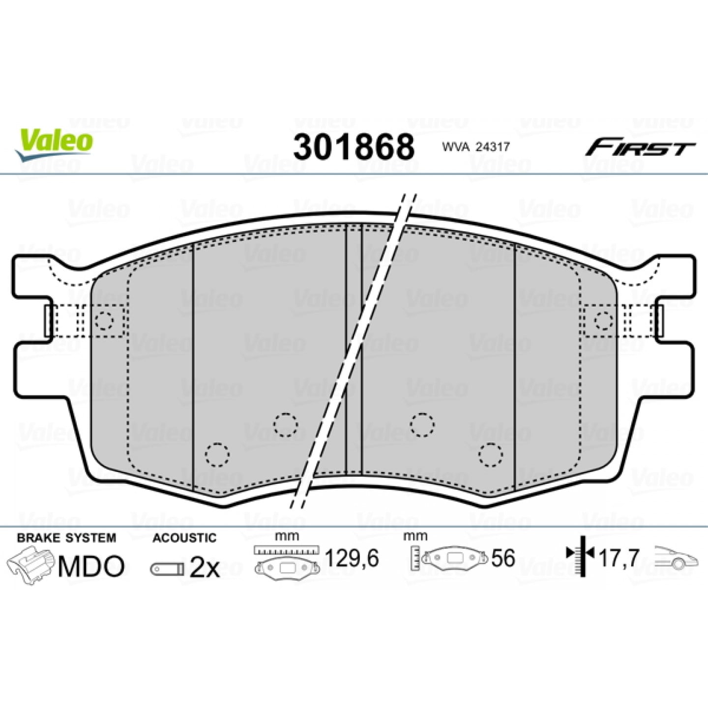 Kit pastiglie freno, Freno a disco VALEO 301868