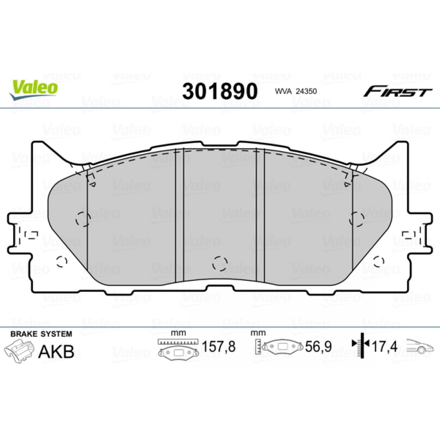 Kit pastiglie freno, Freno a disco VALEO 301890