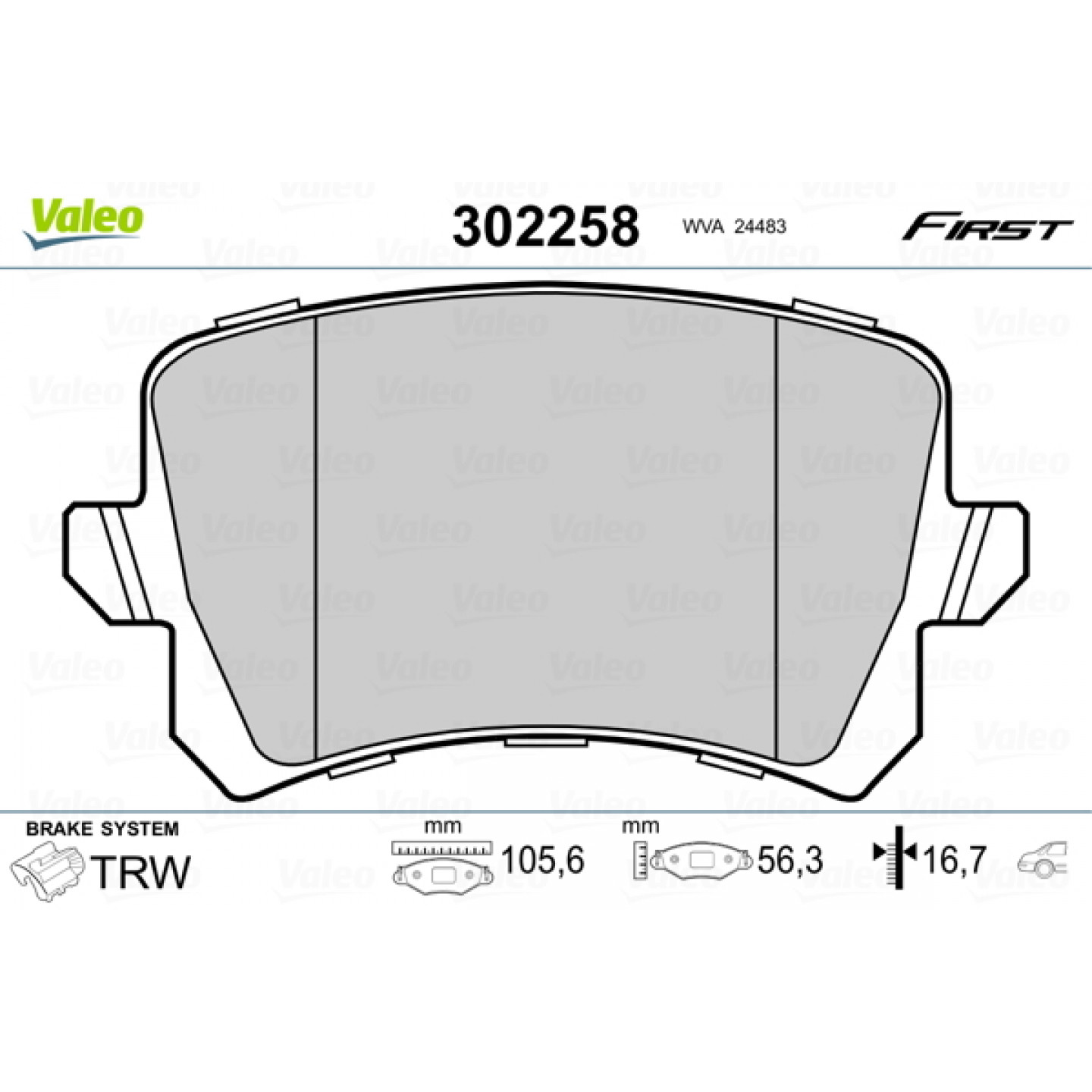 Kit pastiglie freno, Freno a disco VALEO 302258