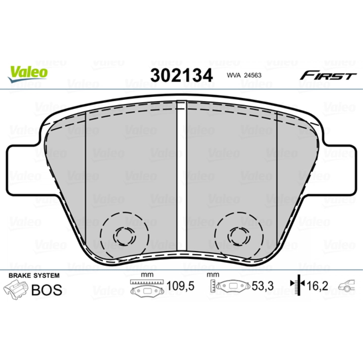 Kit de plaquettes de frein, frein à disque VALEO 302134