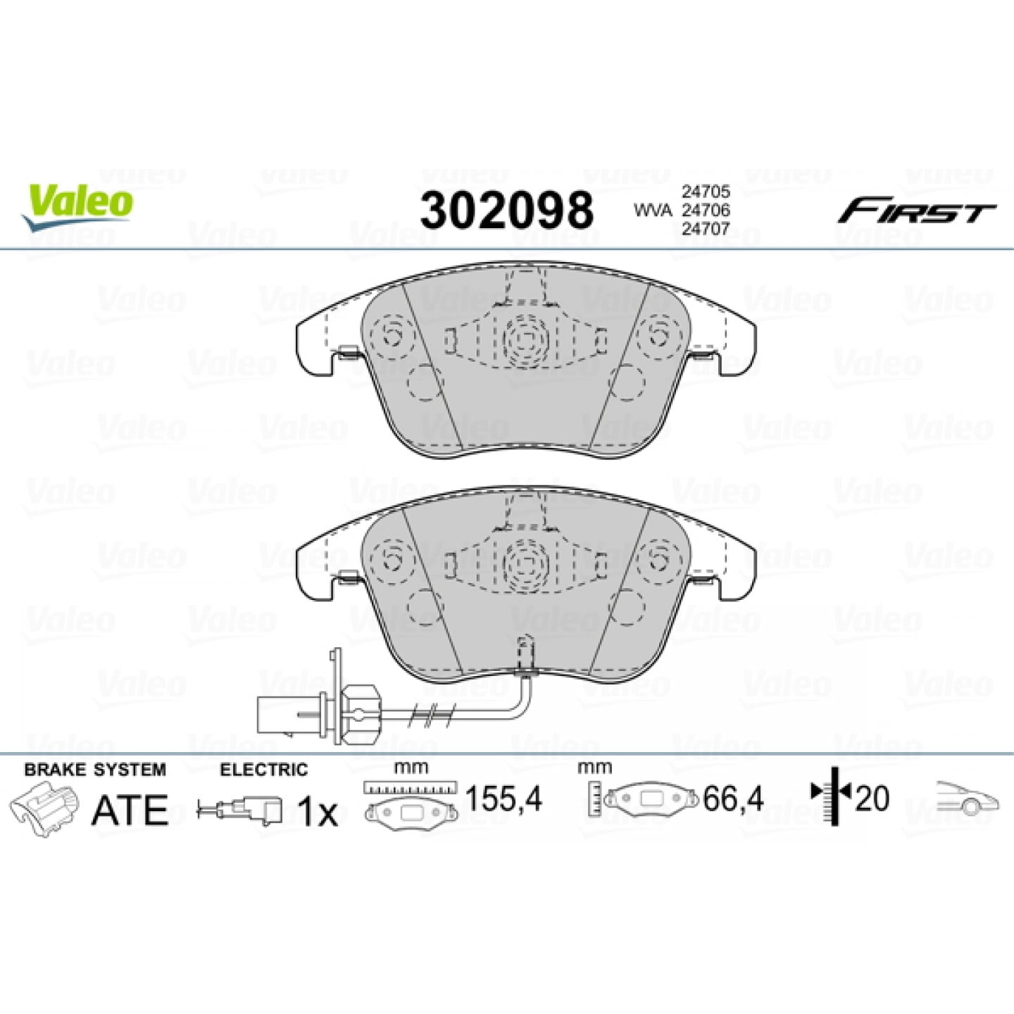 Kit pastiglie freno, Freno a disco VALEO 302098