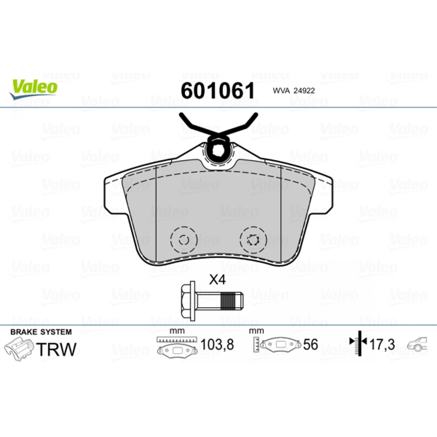 Bremseklodser VALEO 601061