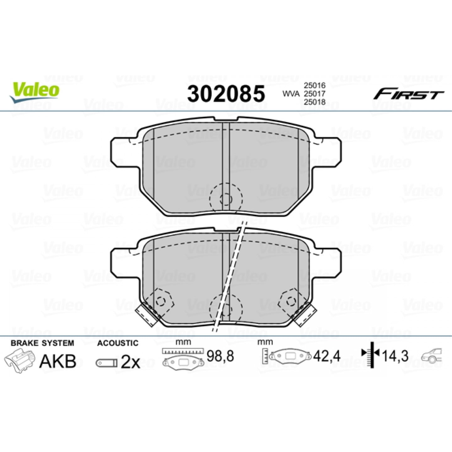 Kit de plaquettes de frein, frein à disque VALEO 302085
