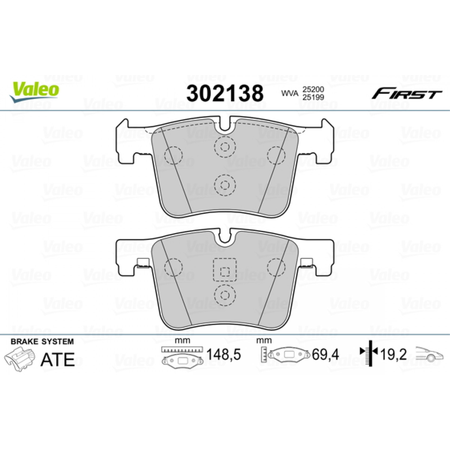 Kit de plaquettes de frein, frein à disque VALEO 302138