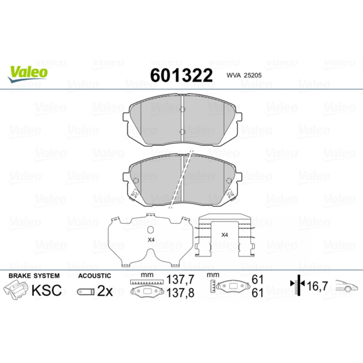 Bremseklodser VALEO 601322