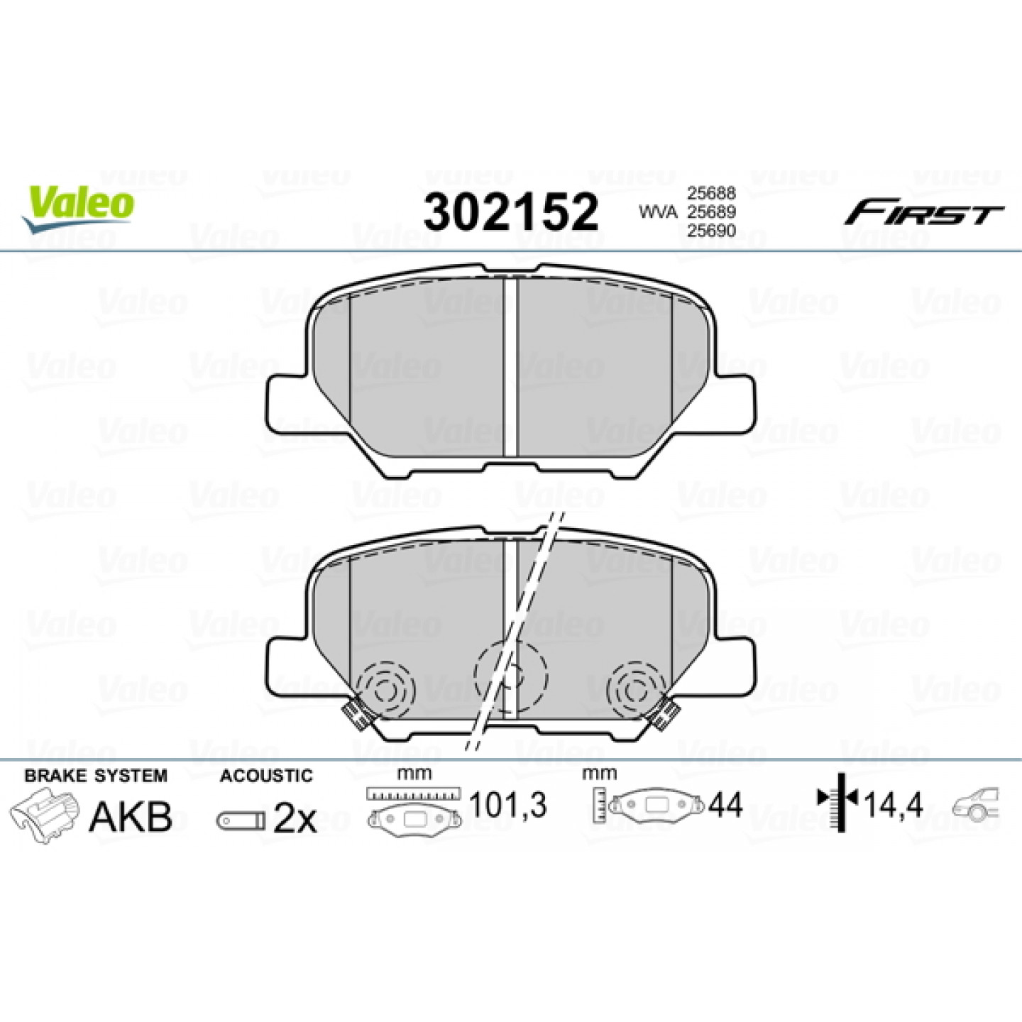 Sada brzdových destiček, kotoučová brzda VALEO 302152