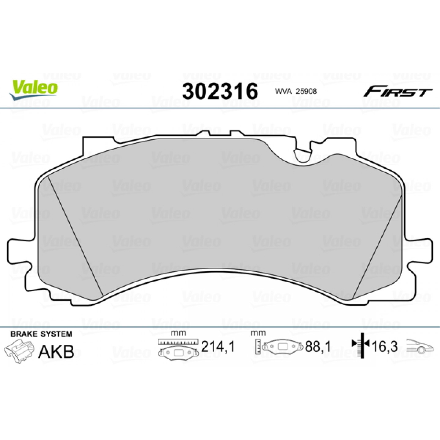 Kit pastiglie freno, Freno a disco VALEO 302316