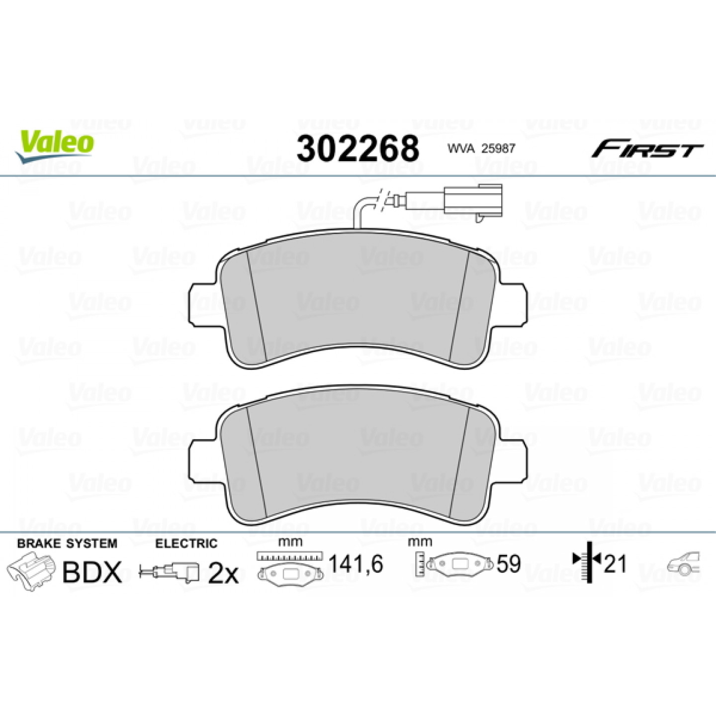 Kit pastiglie freno, Freno a disco VALEO 302268