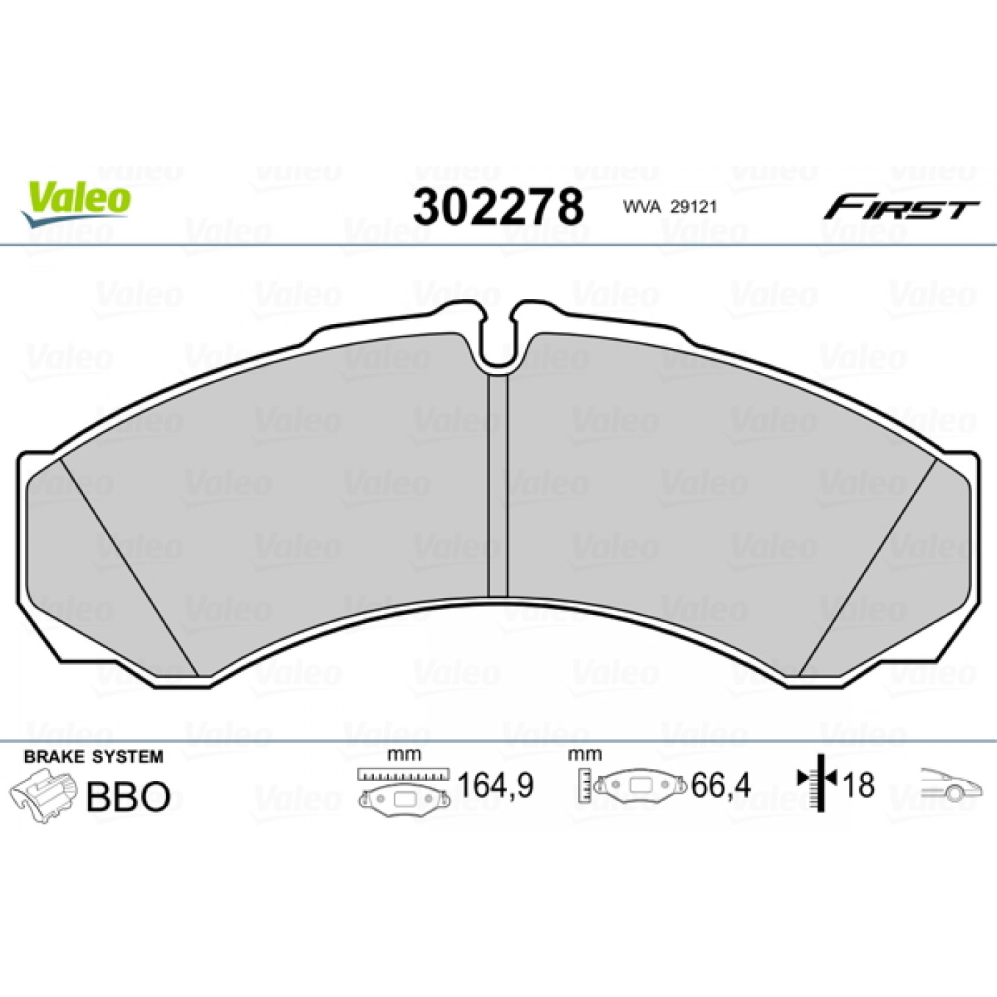 Sada brzdových destiček, kotoučová brzda VALEO 302278