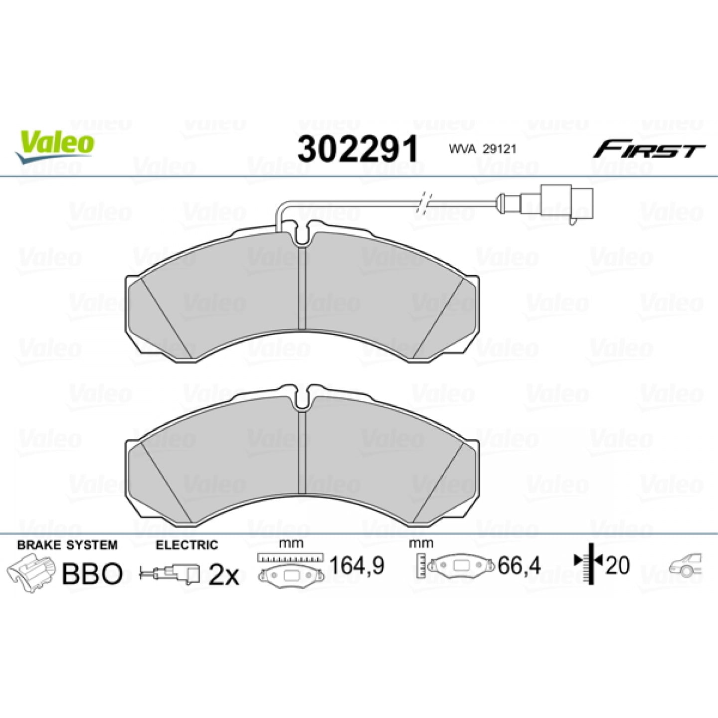 Kit de plaquettes de frein, frein à disque VALEO 302291
