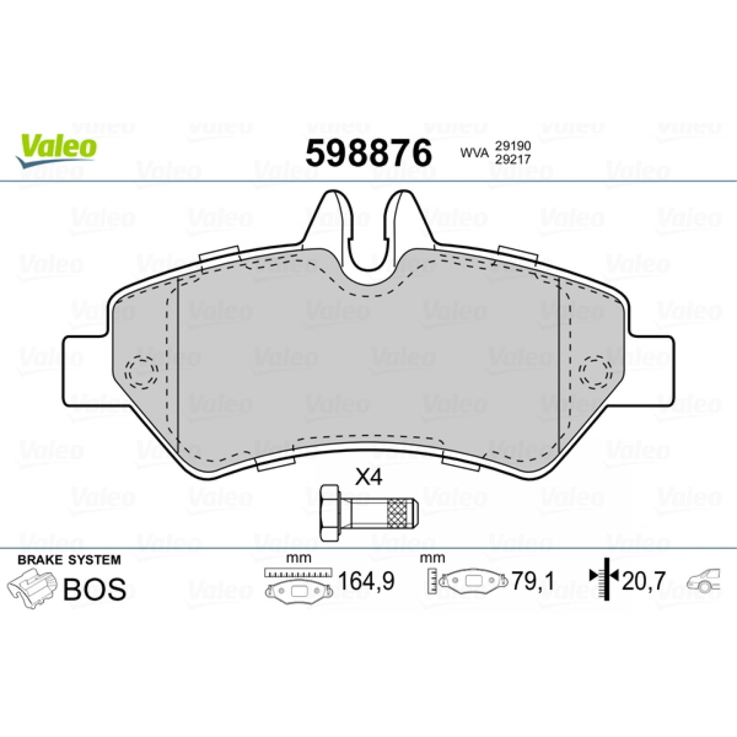 Bremseklodser VALEO 598876