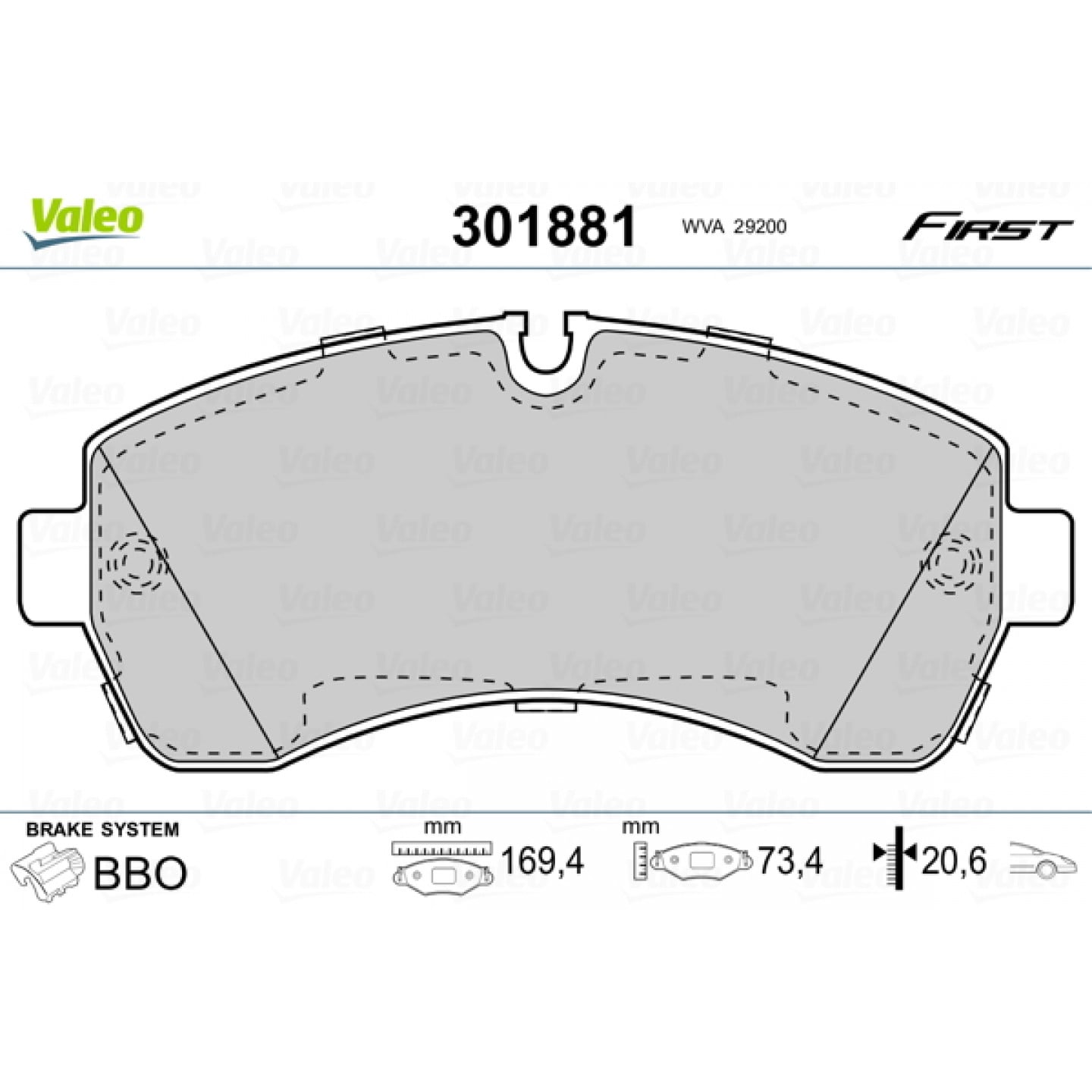 Kit pastiglie freno, Freno a disco VALEO 301881